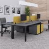 Pure Rectangular Grey Desk with Yellow Dividers Screens