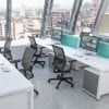 Pure straight white office desk, pedestals, office screeens and modern mesh office chairs