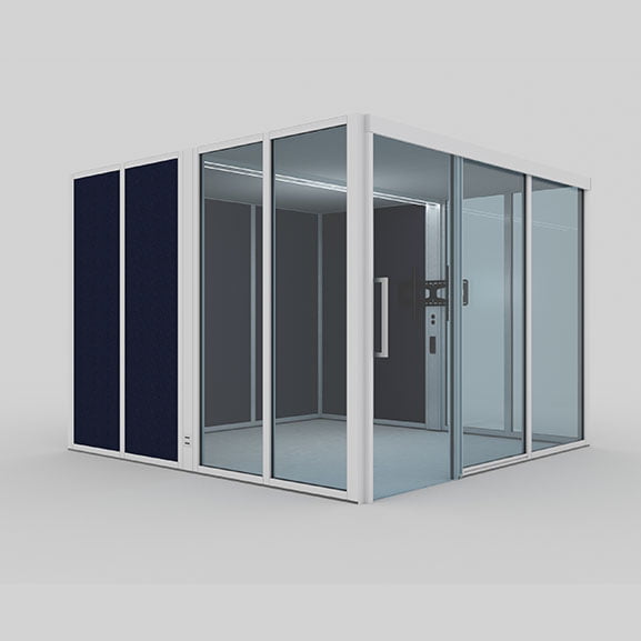Era hoozone office pod with glass and fabric panels