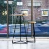 Delta High Stool with black triangular wire frame