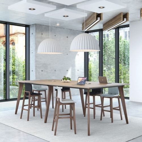brown Lux High Bench Table in an elegant workspace
