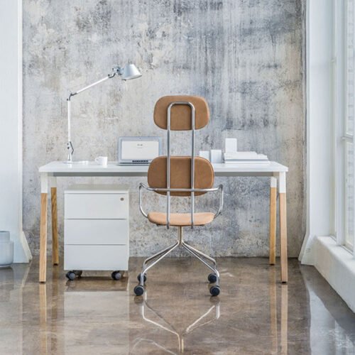 OGI W Desk oak leg top white MDD