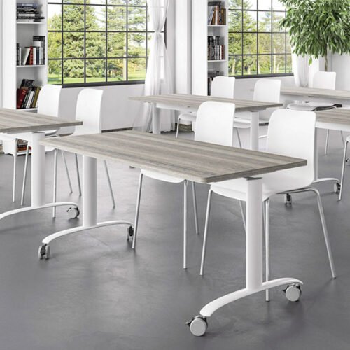 Fliptop Tables with Cedar with White Legs