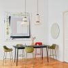 black Unit High Table with green soft high stools
