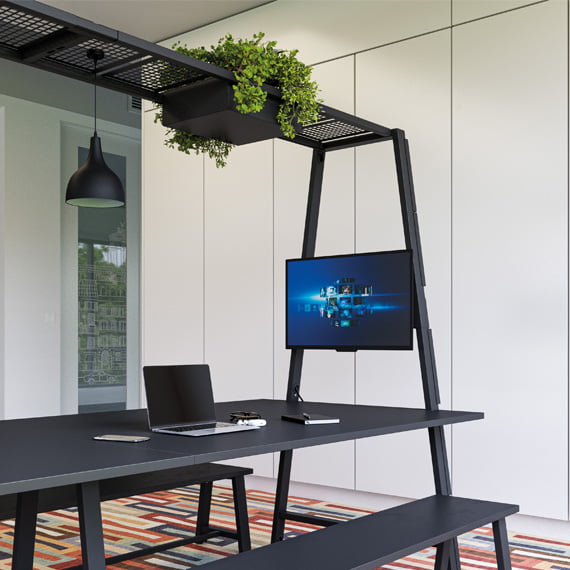 Collaborative Office Table in black finish with overframe
