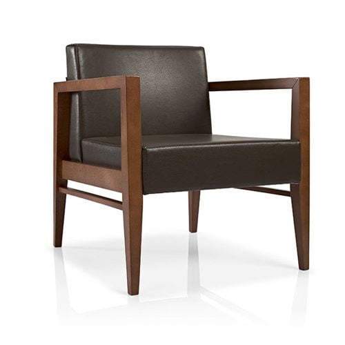 Traditional lounge office chair in black leather