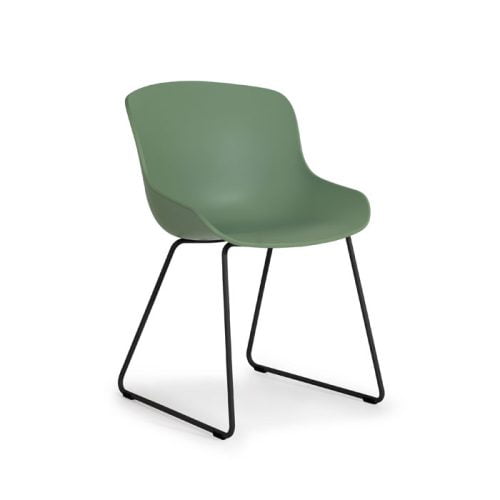 Sol side sled base office chair in green