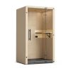 Light telephone booth with a glass door