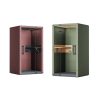 Modern telephone booths in red and green finish